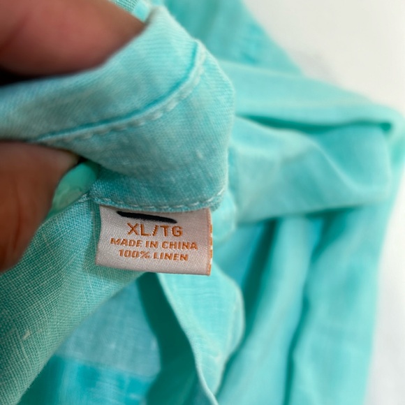 TOMMY BAHAMA MEN RELAX FIT DRESS BUTTON UP SHIRT 100 % LINEN TURQUOISE Sz XL - Picture 5 of 11